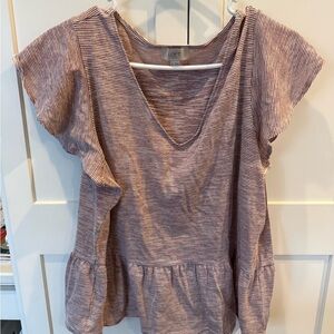 LOFT Women's Peplum Blouse - Mauve Stripes